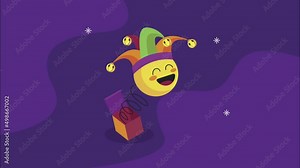 april fools day animation with joker emoji in surprise box