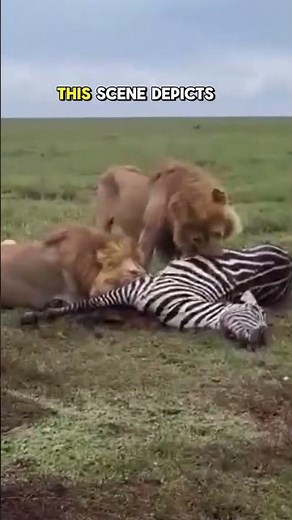 Extraordinary!! 2 lions enjoying the results of their hunt, eating zebra meat #Lion #Zebra