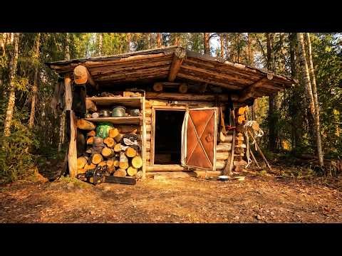 I Found an Abandoned 1987 Log Cabin in the Forest and Stayed Alone for Days