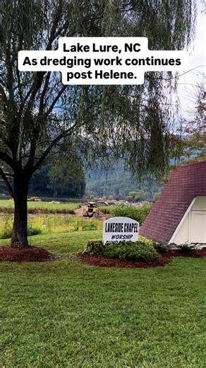Already, over 1.5 million cubic yards of debris have been removed from the lake. The town plans to have the lake filled and reopened sometime this fall. @wlos_13 #lakelurenc #helene | Jason Boyer WLOS