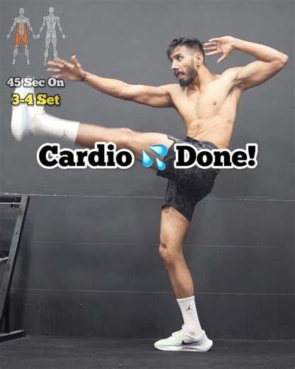 Maddy | Online Coach on Instagram: "This cardio burn doesn’t come easy 💦🔥 45 seconds ON ⏱️ | 15 seconds REST 4–5 intense rounds designed to burn fat, build stamina, and push your limits. This is where discipline beats excuses and consistency creates results. 🔥 Want structured workouts like this? Join my 6-Week Fat Loss Program Home / Dumbbells / Gym options available Limited New Year slots open — start now and transform 💪 #cardioburn #HIITWorkout #fatlossjourney #