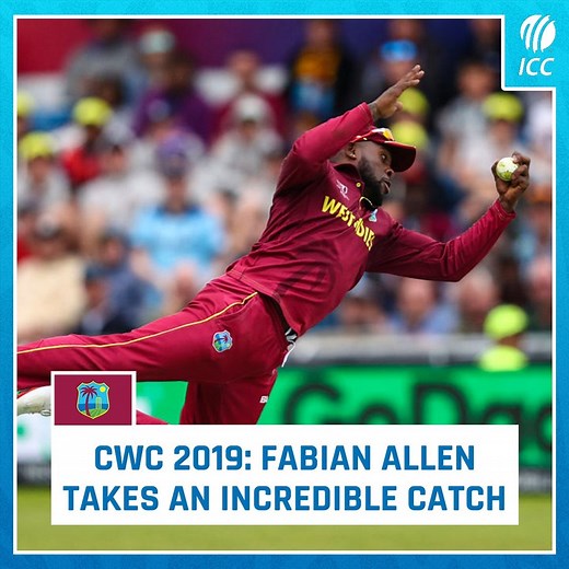 2.5M views · 10K reactions | Celebrate Fabian Allen's 27th birthday with his incredible catch against Afghanistan in the ICC Men's Cricket World Cup 2019  | ICC - International Cricket Council | Facebook