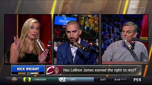 366K views · 2.6K reactions | Has LeBron James earned the right to rest? Kristine Leahy debates Colin Cowherd and Nick Wright | The Herd | Facebook