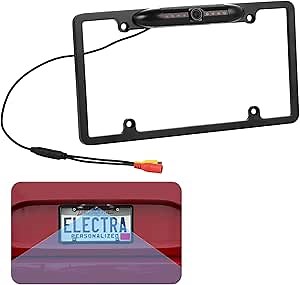 yeesport License Plate Backup Camera with 8 Bright IR Night Vision LED Lights, 170° Viewing Angle Universal Car Reverse Camera, Universal Car Waterproof Rear View Camera