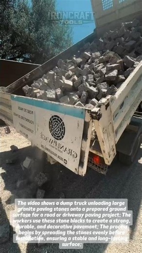 Granite Pavers Dumped for Luxury Road Build #construction #paving #shorts
