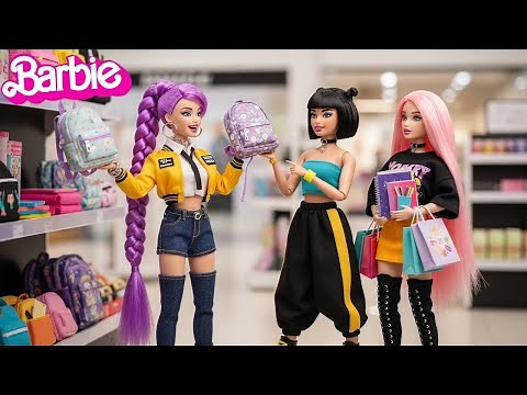 Barbie Dolls KPOP Demon Hunters shopping for school supplies (new bag hunt)