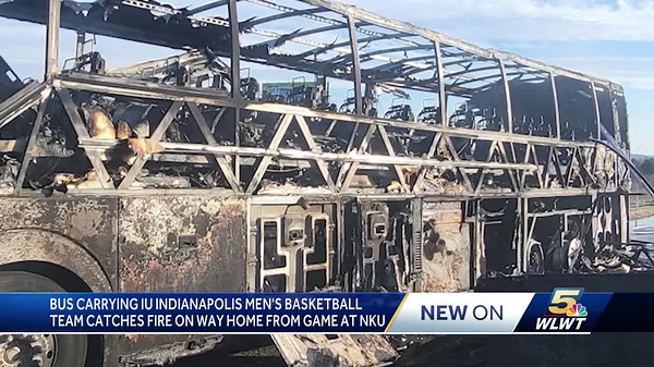 Video shows smoke, flames after bus carrying IU Indy basketball players catches fire