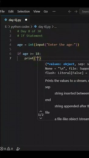 Python If Statement Explained in 20 Seconds 🚀 | Day 8 of 30 | Python for Beginners