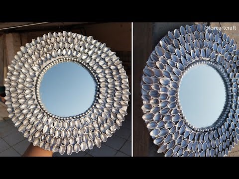 Mirror decoration ideas / living room mirror decoration / how to use pistashell craft ‪@loveartcraft‬