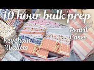 10 HOURS of bulk prepping handmade bags for market🪡🧵 // sewing keychain wallets & pencil cases