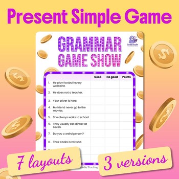 ESL Present Simple Grammar Game (Fully Editable, No-Prep) | Game Show | A1 A2