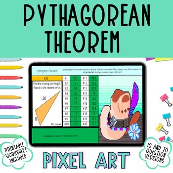 Pythagorean Theorem Pixel Art Activity | Find the hypotenuse