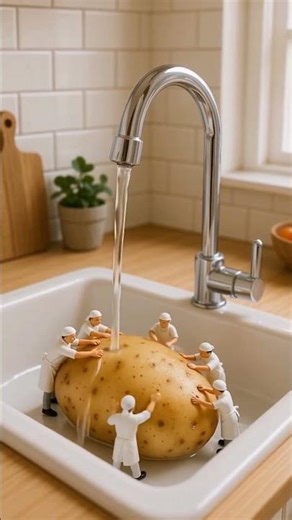 Miniature Cooking: Tiny Chefs Make Crispy French Fries | Satisfying Short Video