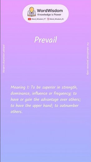 What does "Prevail" mean? | English vocabulary shorts | #prevail #wordwisdom