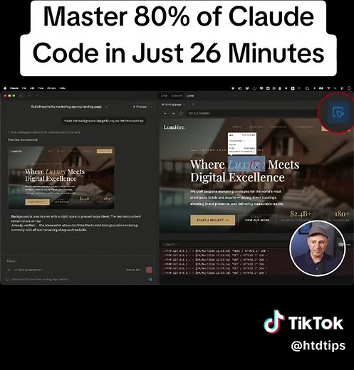 “You don’t need to learn everything… just the 20% that gives you 80% of the results.” Master 80% of Claude Code in Just 26 Minutes Most people overcomplicate AI coding tools, but Claude becomes powerful when you focus on a few key skills — clear prompting, structured instructions, and iterative refinement. Instead of memorizing syntax, you guide the AI to build, debug, and improve code step by step. This approach lets beginners create real projects fast, while advanced users save hours by offloa