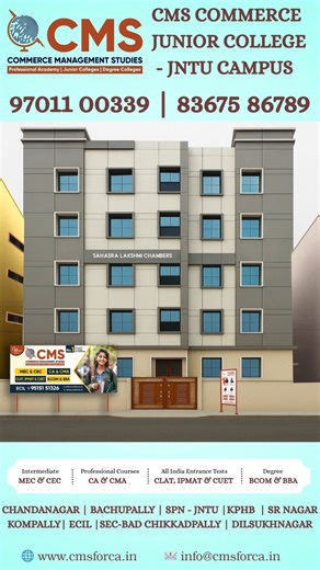 CMS FOR CA | CMS JNTU CAMPUS 🎓 Where Discipline Meets Success and Careers Take Shape At COMMERCE MANAGEMENT STUDIES (CMS) – JNTU CAMPUS, learning is... | Instagram