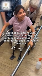 Seba, 12, from Gaza arrived last month in Seattle as part of the largest evacuation of injured Gaza children to the USA for free medical care through HEAL Palestine’s Global HEALing Program. Seba lost both of her legs in a bombing that also took the life of her father and other family members. Yet today, she is showing extraordinary courage as she learns to walk again. She and her family are surrounded by a wonderful community in Seattle who have opened their hearts and homes to support them dur