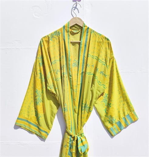 Vintage Silk Kimono Robe – Hand-embroidered Recycled Sari Loungewear - Etsy