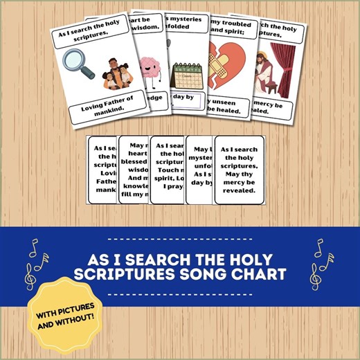As I Search the Holy Scriptures Song Chart | LDS Primary Singing Time | Primary Program Chorister Help | Visuals for Primary | LDS Songbook - Etsy