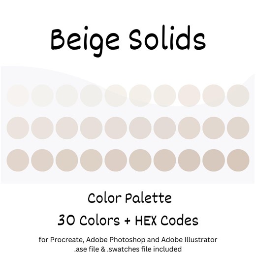 Beige Solids Digital Color Palette, iPad Procreate, Adobe Photoshop, Adobe Illustrator, Color Swatches, Beige Color Palette, HEX Codes - Etsy