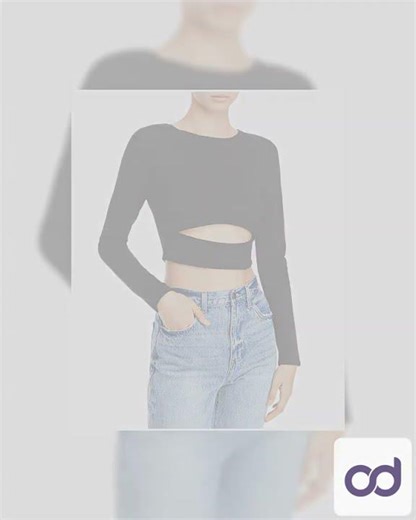 FORE Cropped Cutout Long Sleeve Top S