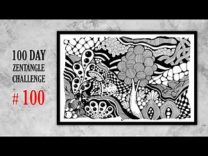 100 # Art Challenge Finale | Drawing Zentangle Art Landscape | Zen Doodle Journey