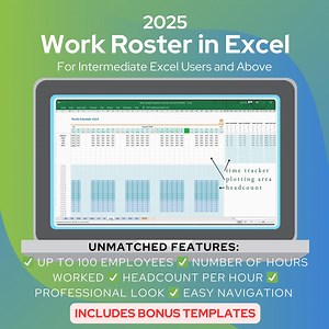 2025 Roster in Excel | Weekly Monthly Employee Schedule | Work Shift Schedule | Staff Roster | Rota | Leave Planner | Attendance Tracker - Etsy UK
