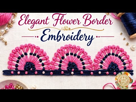 Elegant Flower Border Embroidery Design You Can Try Today | Simple Embroidery Border Pattern #viral