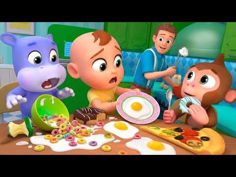 Cooking with Daddy! Yummy Breakfast Song | Funny Nursery Rhymes