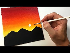 Easy Sunset for Beginners Step by Step | Acrylic Painting Tutorial