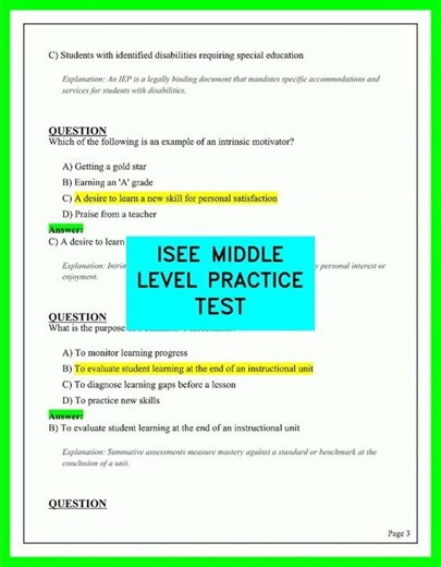 ISEE Middle Level Practice Test 2026 🎓 Full Walkthrough & Top Secret Strategies 🚀