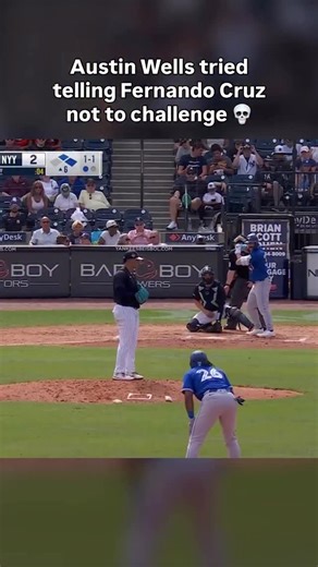 Fernando Cruz loses a challenge on a pitch that wasn’t close. You can see Austin Wells tell him not to challenge, but Cruz shrugs like eh why not | Talkin' Yanks