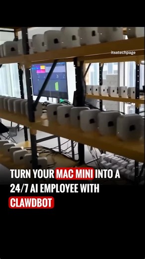 Tech Page on Instagram: "Every Mac mini in this setup is basically running its own autonomous worker. Clawdbot isn’t just a chatbot – it’s an open‑source, fully local AI assistant that manages your emails, calendar, files, commands, and day‑to‑day work on autopilot. ​ #Clawdbot #MacMiniSetup #AIAssistant #Automation #ProductivityHack OpenSourceAI [ Clawdbot, Mac mini autonomous worker, local AI assistant, open source AI, email automation, calendar management, file management, command automation,