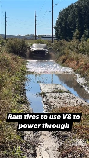 Dodge Ram 1500 with a 5.7 Hemi gets stuck in mud pit. Tries to use the #engine to power through. #dodgeram #offroading #trucks #v8 #mudding | Where2Wheel