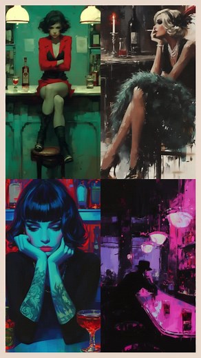 Art Deco posters bar scene #art #posters