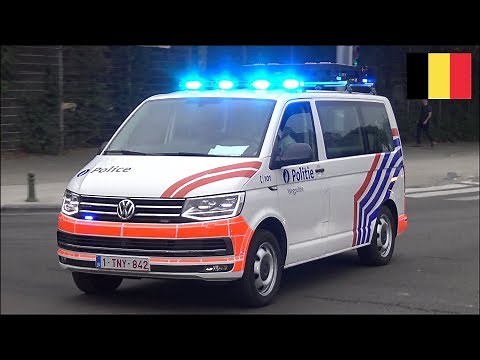 New VW Transporter Belgian police van responding