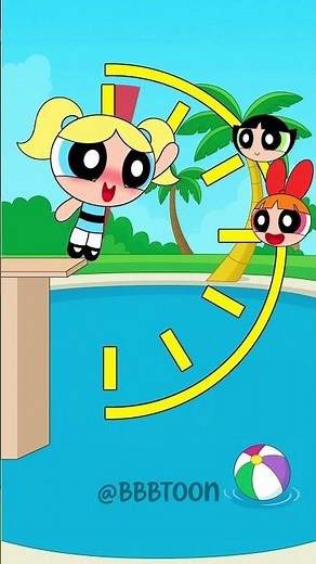 Falling Fear Challenge! Who Reaches the Far Point! [Powerpuff Girls] #powerpuffgirls