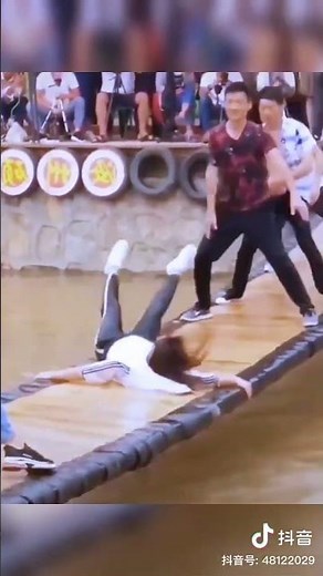 Hilarious swinging bridge game Chinese water game Challenge