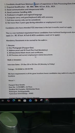 TCS Non Voice Process Mega Walk In Interview