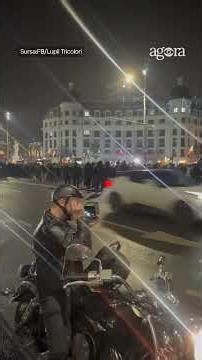 București: „Marș la Moscova!” proiectat în timpul protestului