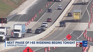 Next phase of I-65 widening project begins Friday night
