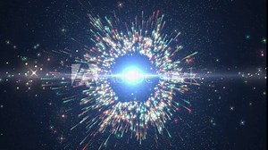 Abstract blue tunnel in space with particles and stars. Tunnel in universe blue dust with stars on black background. Fast Motion Energy Tunnel. VJ Seamless loop. 4k