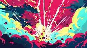 Electric Strike Shockwave And Smoke 4k Cartoon Loop — Seamless 2D Comic Animation