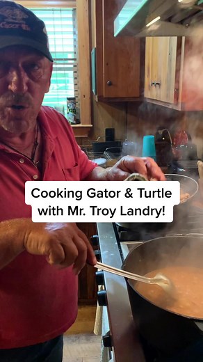 Mr. Troy Landry knows how to cook some good alligator and turtle! #fyp #alligator #swamppeople #louisiana #foodtiktok