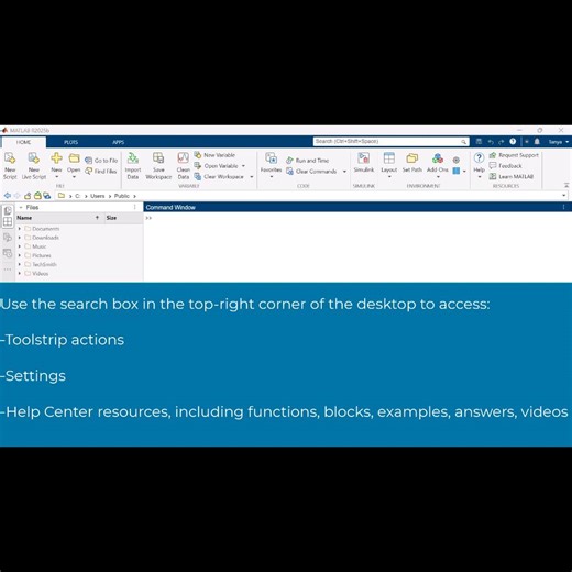 MATLAB Students on Instagram: "Tip Tuesday - Quickly find toolstrip actions, settings, and Help Center resources in MATLAB using the search bar! #MATLAB #TipTuesday #LearnToCode"