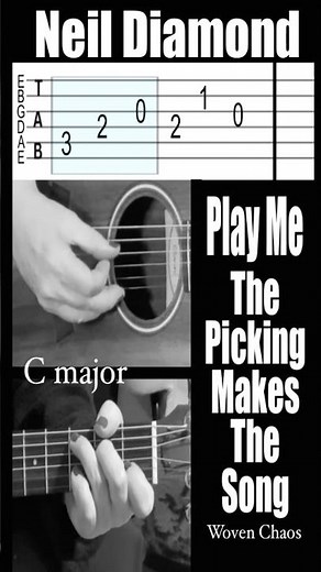 How to play, Play me, Neil Diamond main guitar riff #guitartabs #neildiamond #fingerpicking