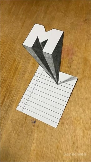 How to draw 3D Letter M #illusion #drawing #3dart