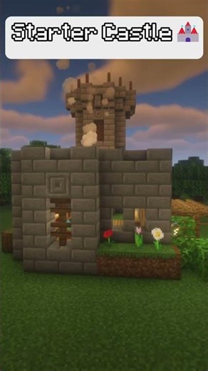 Starter Castle🏰 #minecraft #minecraftbuilding #shaders #relaxing #tutorial