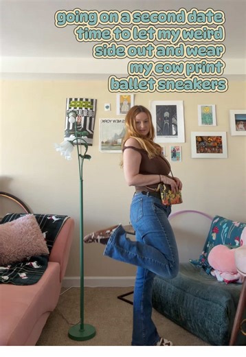 Always let TikTok pick the sound for your #ootd #cowprintshoes #balletsneakers #pumaspeedcatballet shoes linked in my show case !!