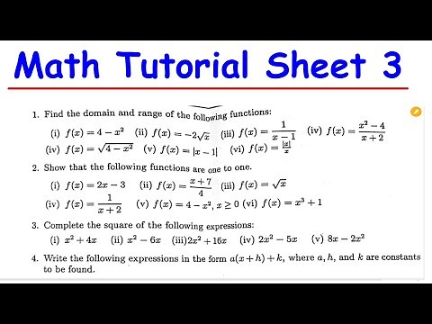 Math tutorial sheet 3 Recorded class 2024